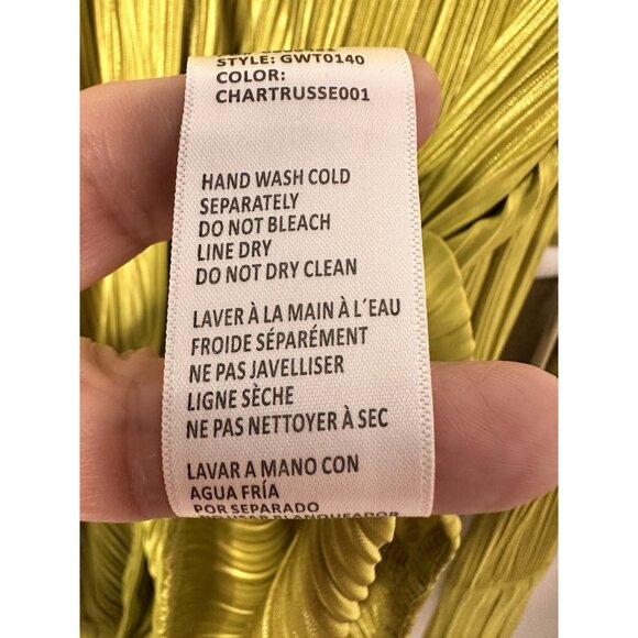 Good American Blouse Shirt Women's Green Kiwi Pleated Long Sleeve Size 1/2 NWT - Picture 8 of 10